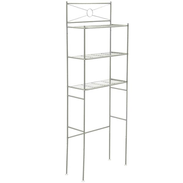 Zenna Home 23-3/5 in. W x 64-3/5 in. H x 12-1/2 in. Metal 3-Shelf Over the Toilet Storage Space Saver in Satin Nickel