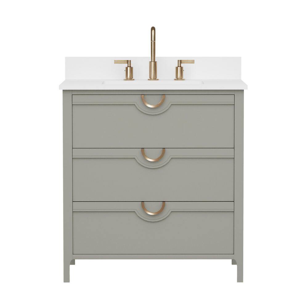 Yulan 30.5 in. Freestanding Sage Green Bath Vanity with White Quartz Top Assembled price history on PriceWatchPro
