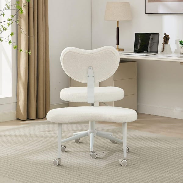 Cross-Legged Rolling Chair with Lumbar Support, Ivory
