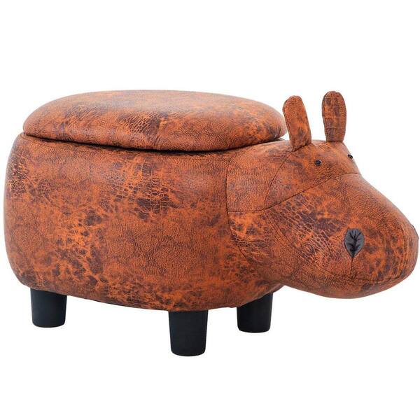 Merax Brown Hippo Animal Storage Ottoman Footrest Stool