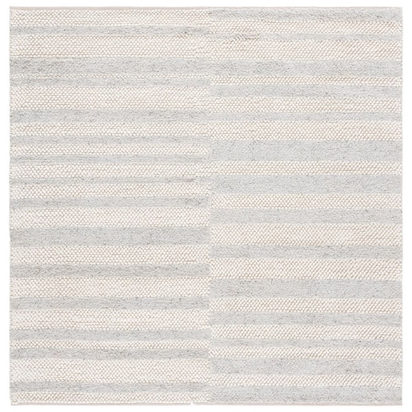 Natura 6 ft. x 6 ft. Light Gray/Ivory Striped Solid Square Area Rug