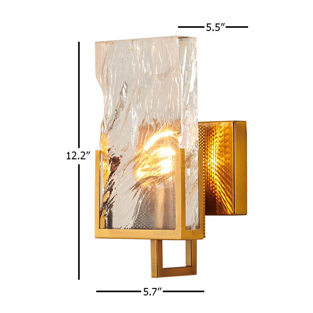 Elegant Gold Stainless Steel Wall Sconce with Crystal Plaque