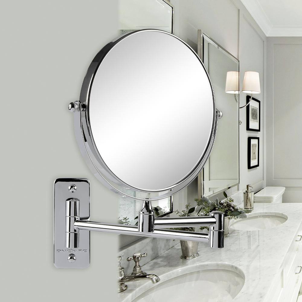 Polished Chrome Dual-Sided 7X Magnifying Wall Mirror