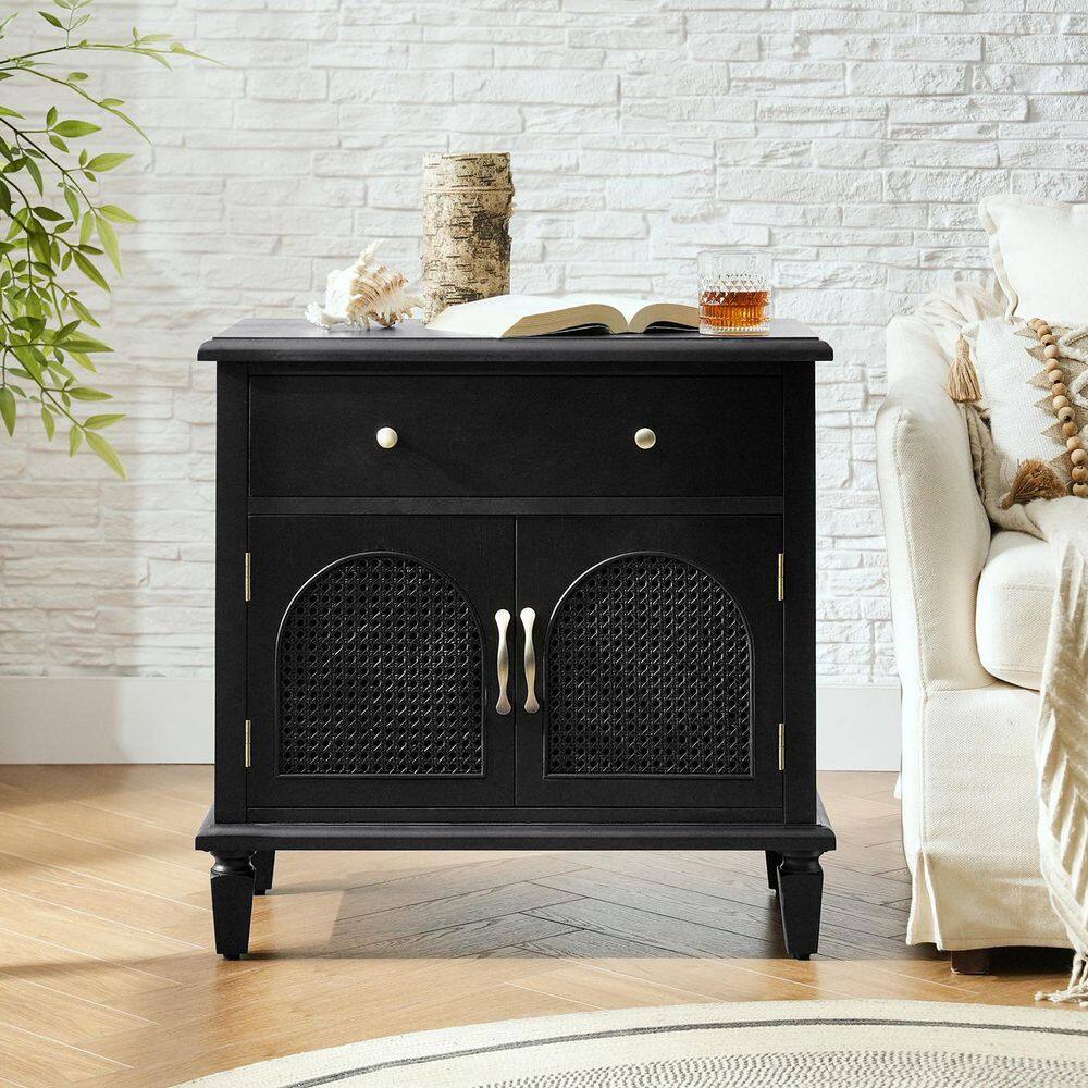 Gunther Black Traditional 27 in. Tall Nightstand with Built-in Power Outlet price history on PriceWatchPro