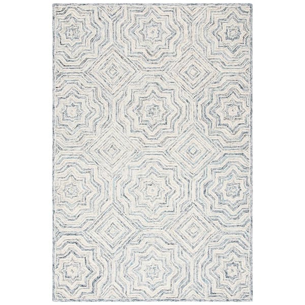SAFAVIEH Capri Beige/Blue Doormat 3 ft. x 5 ft. Diamond Geometric Area Rug
