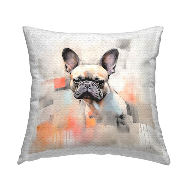 Stupell Industries Abstract French Bulldog Multi-Color Square Outdoor Throw Pillow