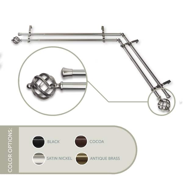 Rod Desyne Twist Corner Window 120 in. - 170 in., 13/16 in. Dia Double Curtain Rod in Satin Nickel