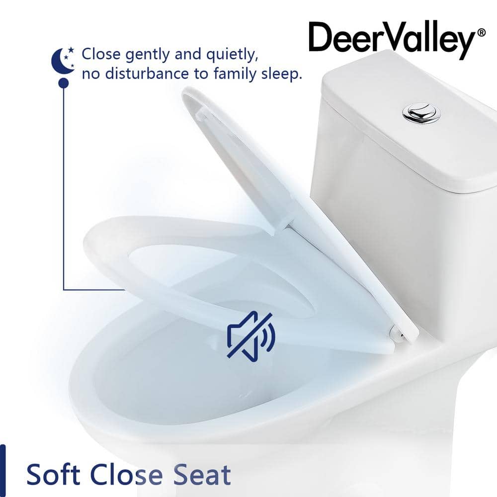 White Ceramic Elongated Dual Flush One-Piece Toilet