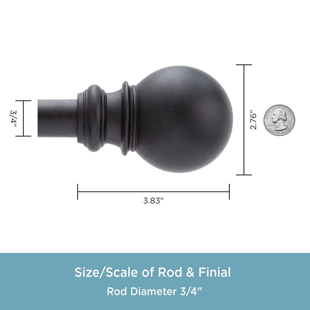 Black Adjustable Steel Bay Window Double Curtain Rod