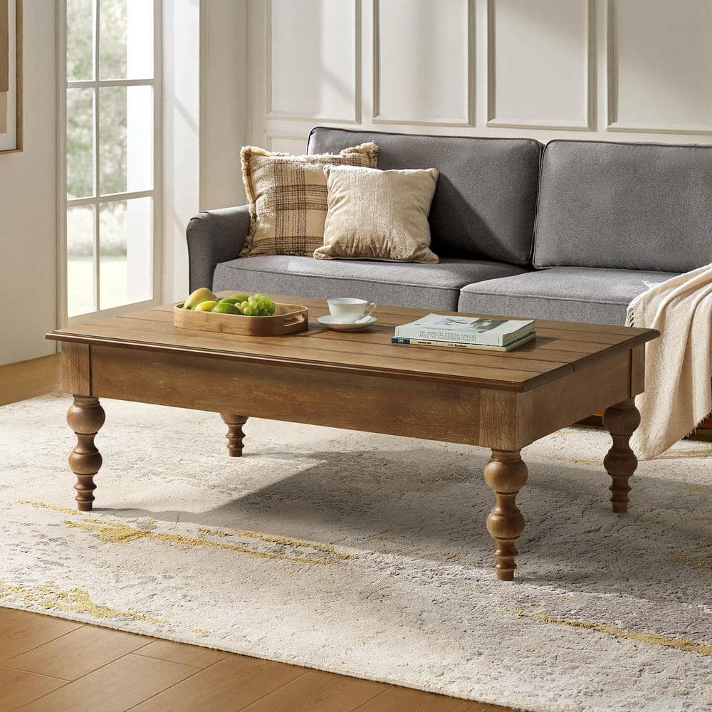 JAYDEN CREATION Emma 59.3 in. Acorn Lift Top 4 Legs Coffee Table