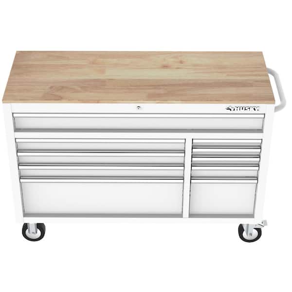 Modular Tool Storage 52 in. W White Mobile Workbench Cabinet