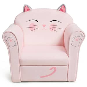 Kids Cat Sofa Children Armrest Couch Upholstered Chair in Pink
