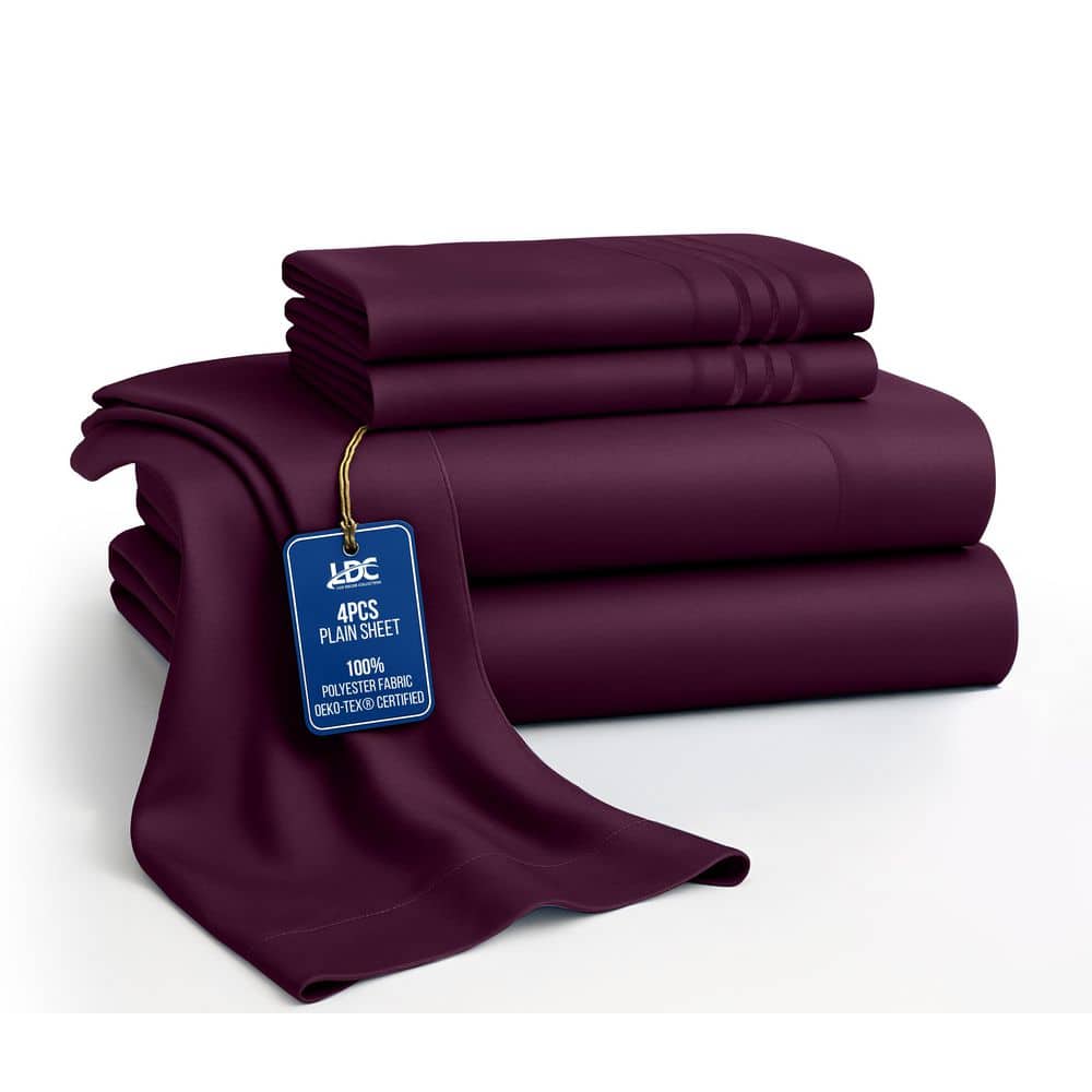 Lux Decor 4-Piece Plum Solid Color Microfiber King Deep Pocket Sheet Set price history on PriceWatchPro