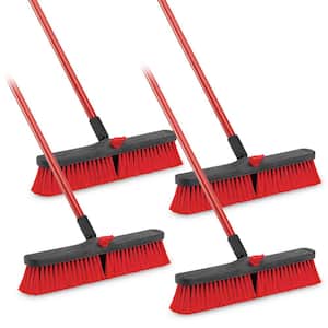 18 in. Multi-Surface Push Broom with Steel Handle (4-Pack)