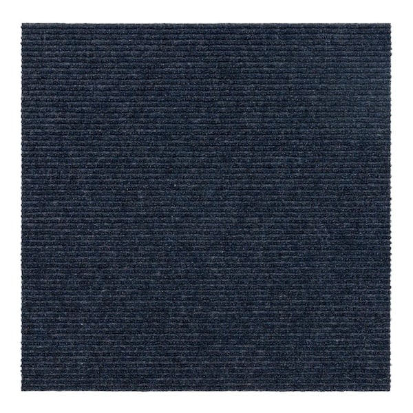 Wide Wale - Ocean Blue - Blue Commercial/Residential 18 x 18 in. Peel and Stick Carpet Tile Square (22.5 sq. ft.)