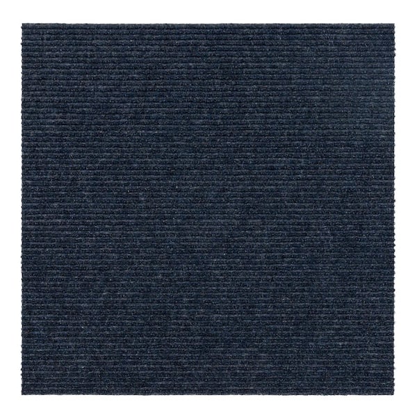 Foss Wide Wale O Blue Rib Residential/Commercial 18 in. x 18 in. Peel and Stick Carpet Tile (10 Tiles/Case) (22.5 sq. ft.)