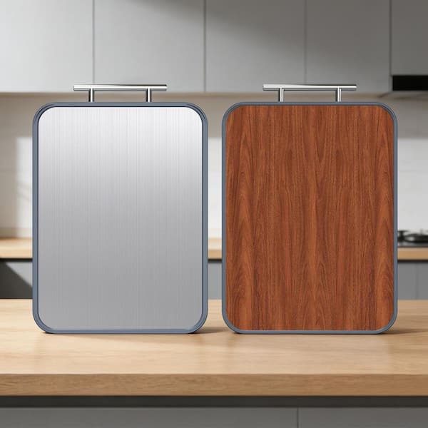 Non-Slip Cutting Board-Titanium and Ebony Wood 16.5 in. x 11.8 in. with TPR Sustainable and Ideal for Daily Chopping