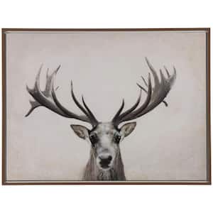 1- Panel Deer Gazing Framed Wall Art Print with Wood Frame 30 in. x 40 in.