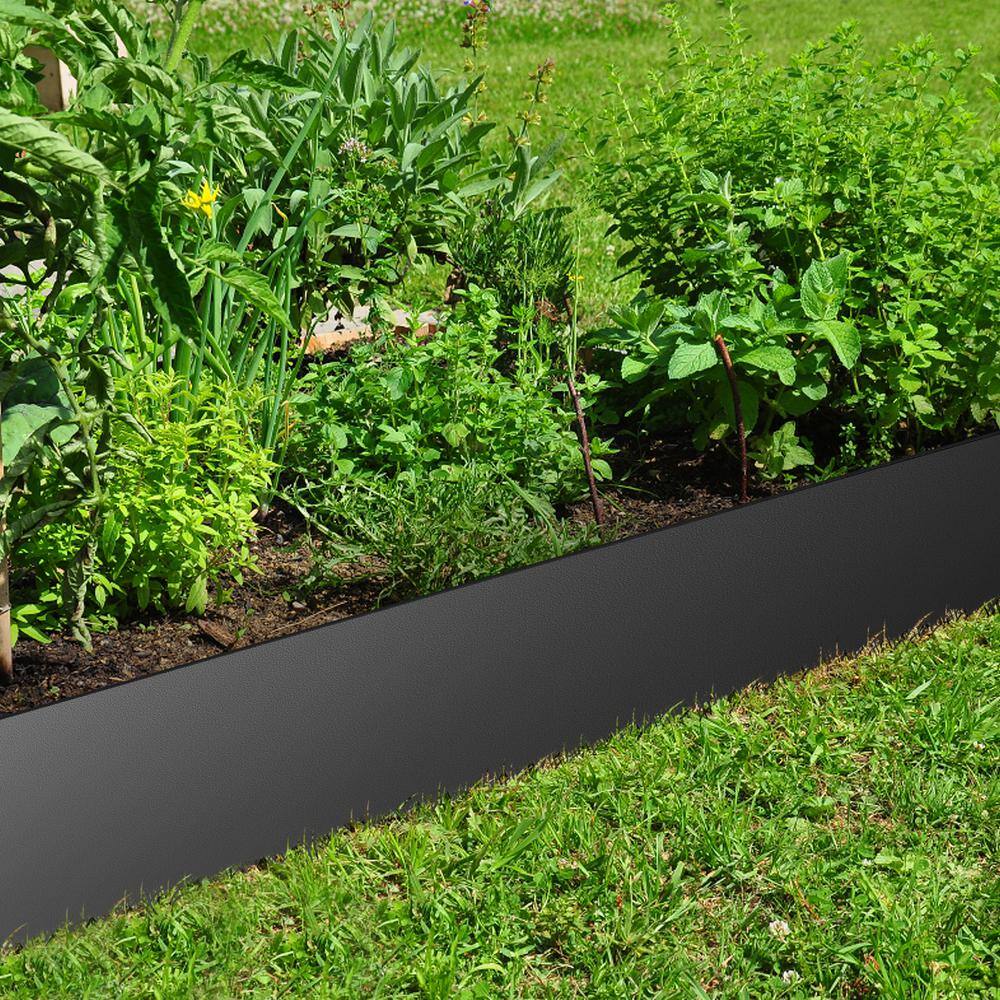 Black Steel Hammer-in Landscape Edging with Clips, 40" x 8", 4-Pack