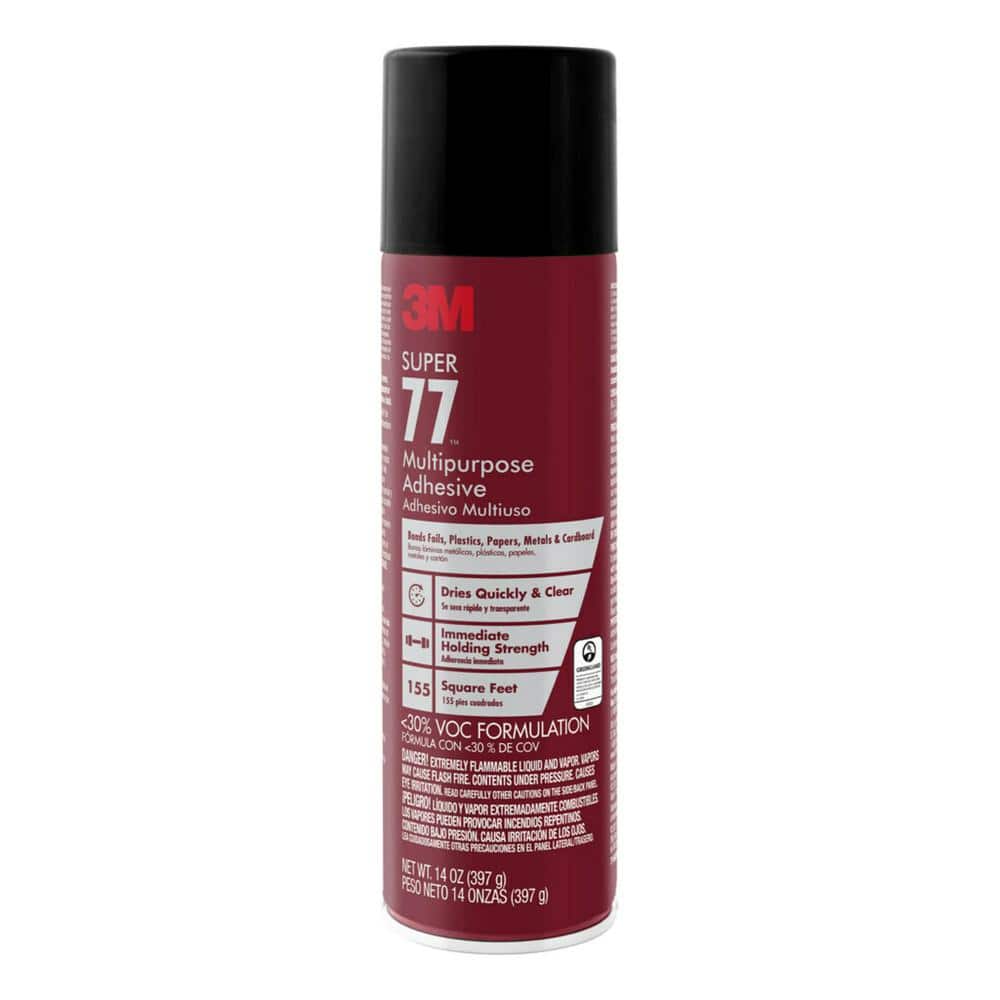 Pack-n-Tape  3M Super 77 3M Spray Adhesive Low VOC< 25% Clear, 24 fl oz  can net wt 18.0 oz, 12 per case - Pack-n-Tape