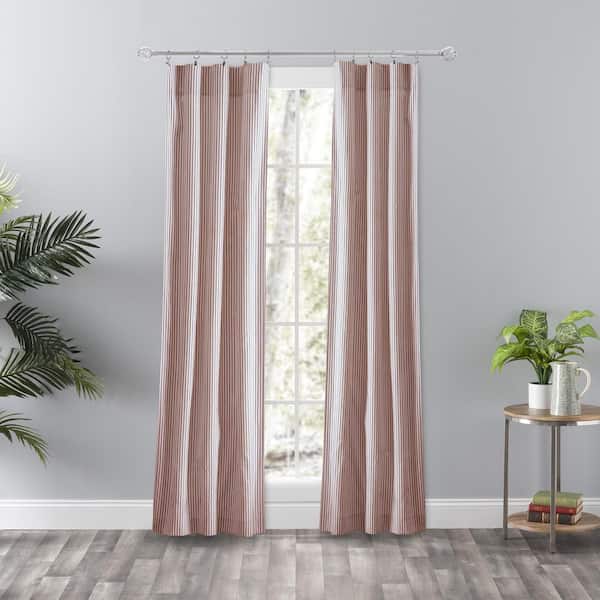 Ellis Curtain Brick Striped Rod Pocket Room Darkening Curtain - 56 in. W x 84 in. L (Set of 2)