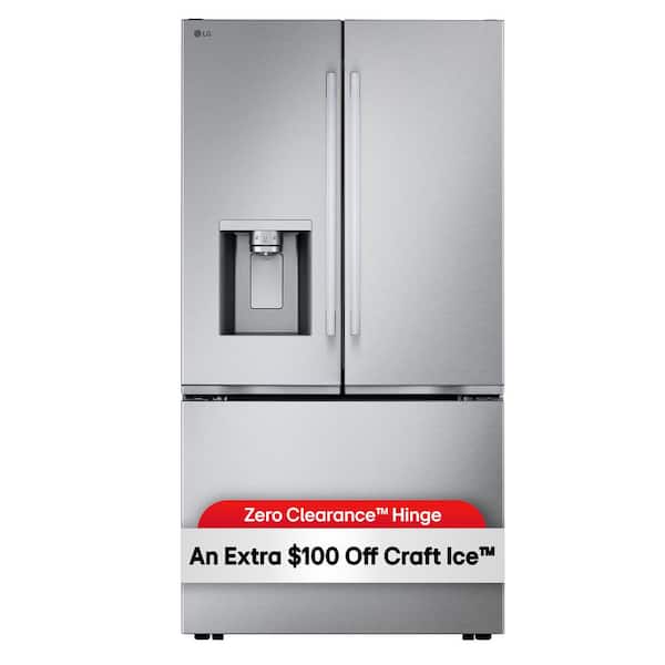 24 cu. ft. Counter Depth MAX Zero Clearance 3-Door French Door Refrigerator with Craft Ice in PrintProof Stainless Steel
