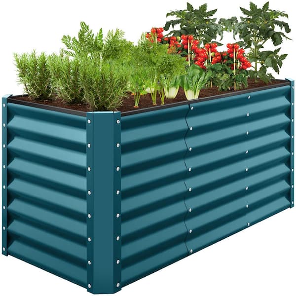 Best Choice Products 4 ft. x 2 ft. x 2 ft. Peacock Blue Rectangular Steel Raised Garden Bed Planter Box for Vegetables, Flowers, Herbs