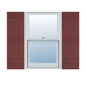 14 in. x 59 in. Lifetime Vinyl Standard Four Board Joined Board and Batten Shutters Pair Wineberry