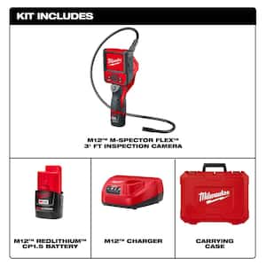 M12 12-Volt Lithium-Ion Cordless M-SPECTOR FLEX 3 ft. Inspection Camera Kit w/ (1) 1.5Ah Battery, Hard Case