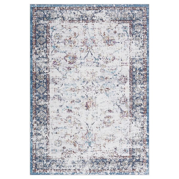 10 ft. x 13 ft. Colorful Large Size Non-Slip Bohemian Style Rug Washable Vintage Floral Dining Room Bedroom Area Rug