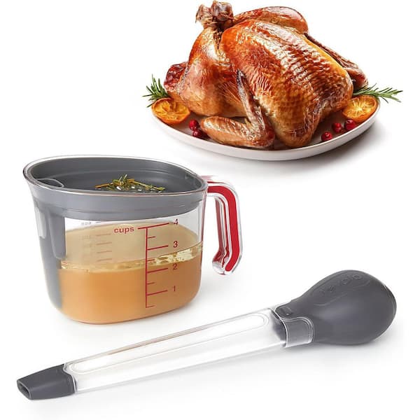 Thanksgiving Kitchen Bundle with Gravy Strainer and Baster, Charcoal