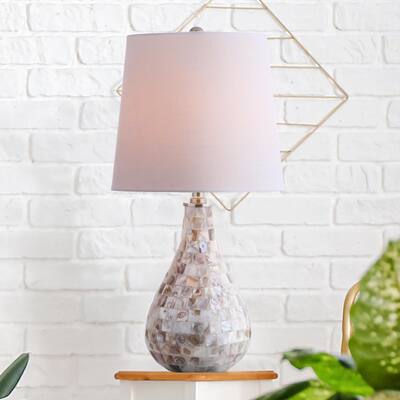 Safavieh Lighting Collection Isla Nautical Ivory Seashell 22-inch Bedroom Living Room Home Office Desk Nightstand Table Lamp LED Bulb Included 