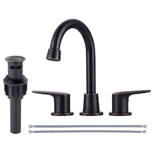8 in. Widespread Double Handle Bathroom Faucet with Pop Up Drain in Oil Rubbed Bronze