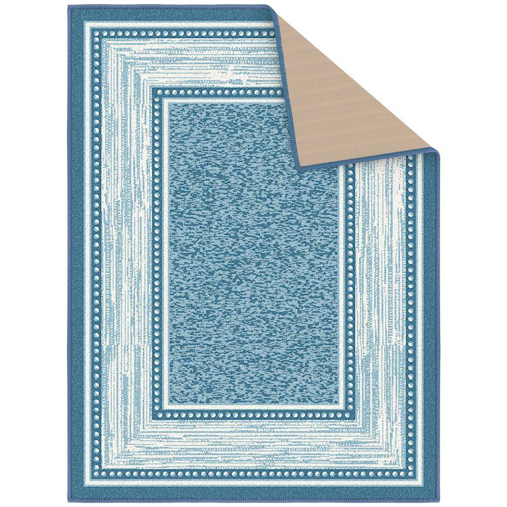 Blue Synthetic Non-Slip Washable Rectangle Area Rug