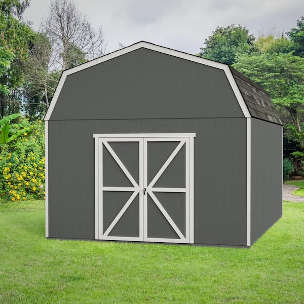 Handy Home Products Do-it Yourself Hudson 12 ft. x 16 ft. Wood Storage Shed with Smartside designed for exisitng cement pad (192 sq. ft.)