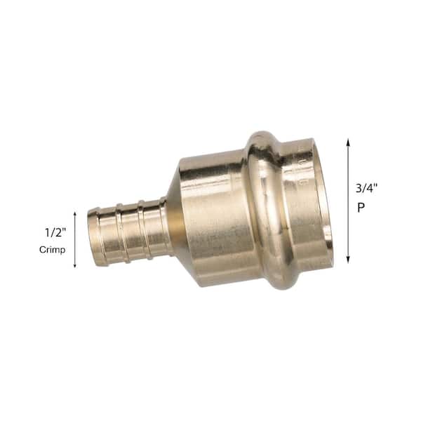 PureFlow 1/2 in. x 3/4 in. Crimp/Press Zero-Lead Bronze Transition Coupling (25-Pack)