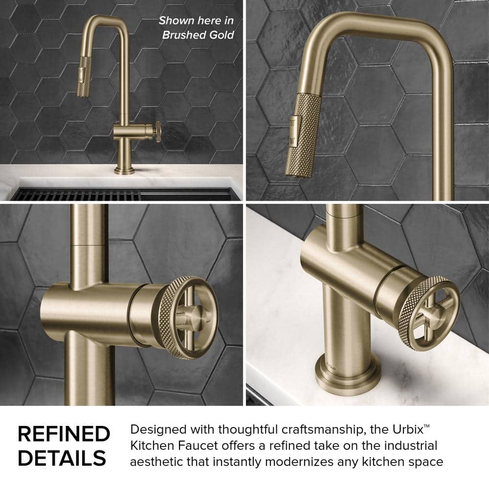 Matte Black Industrial Pull-Down Kitchen Faucet with Spray