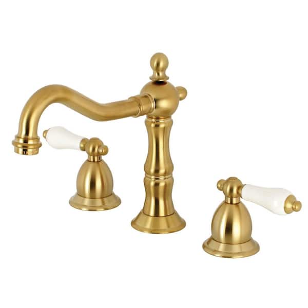 Kingston Brass Victorian Polished Lever 8 in. Widespread 2-Handle Bathroom Faucet in Brushed Brass