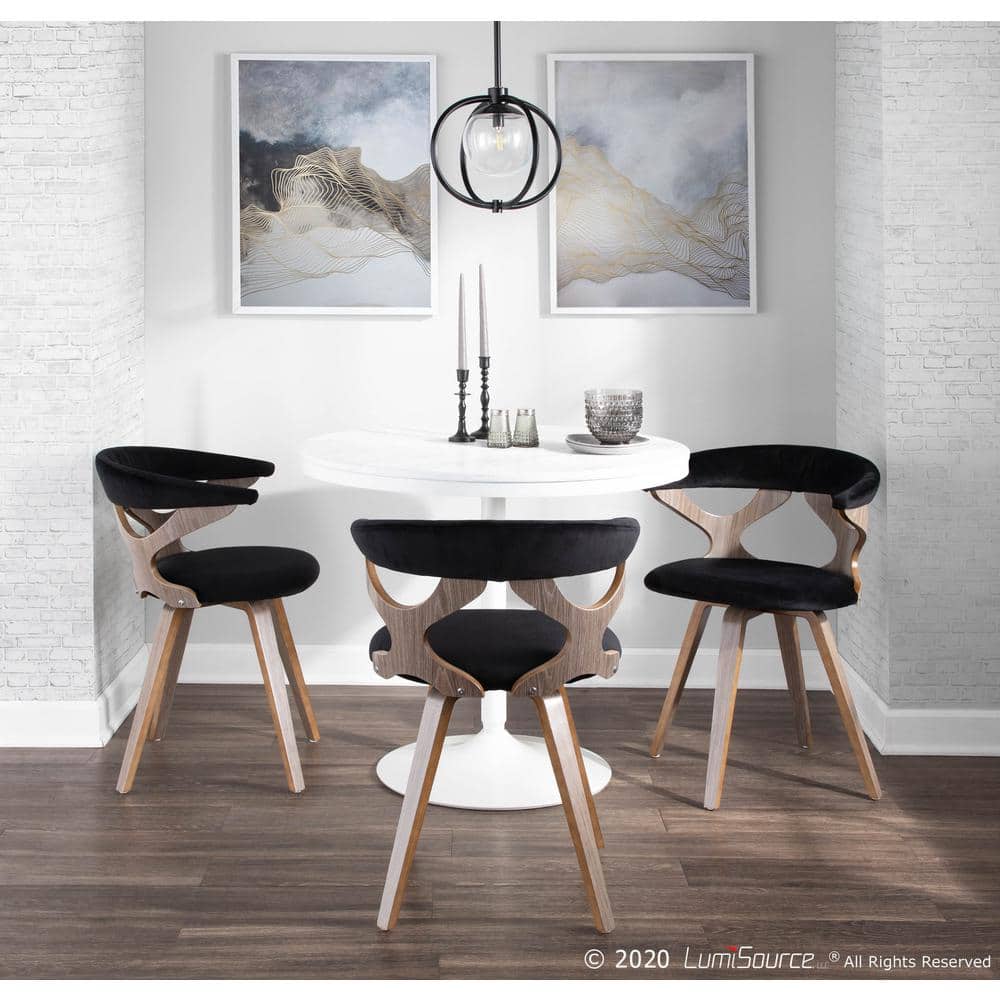 Black Velvet Upholstered Side Chair with Swivel Seat