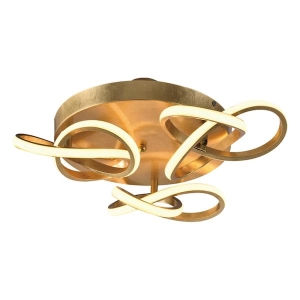Maxax Carson 20.08 in. 3-Light Gold LED Semi-Flush Mount