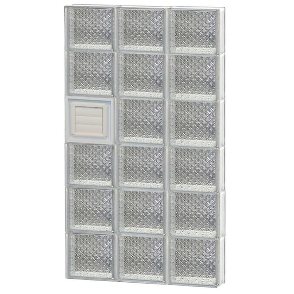 Clearly Secure 21.25 in. x 46.5 in. x 3.125 in. Frameless Diamond Pattern Glass Block Window with Dryer Vent
