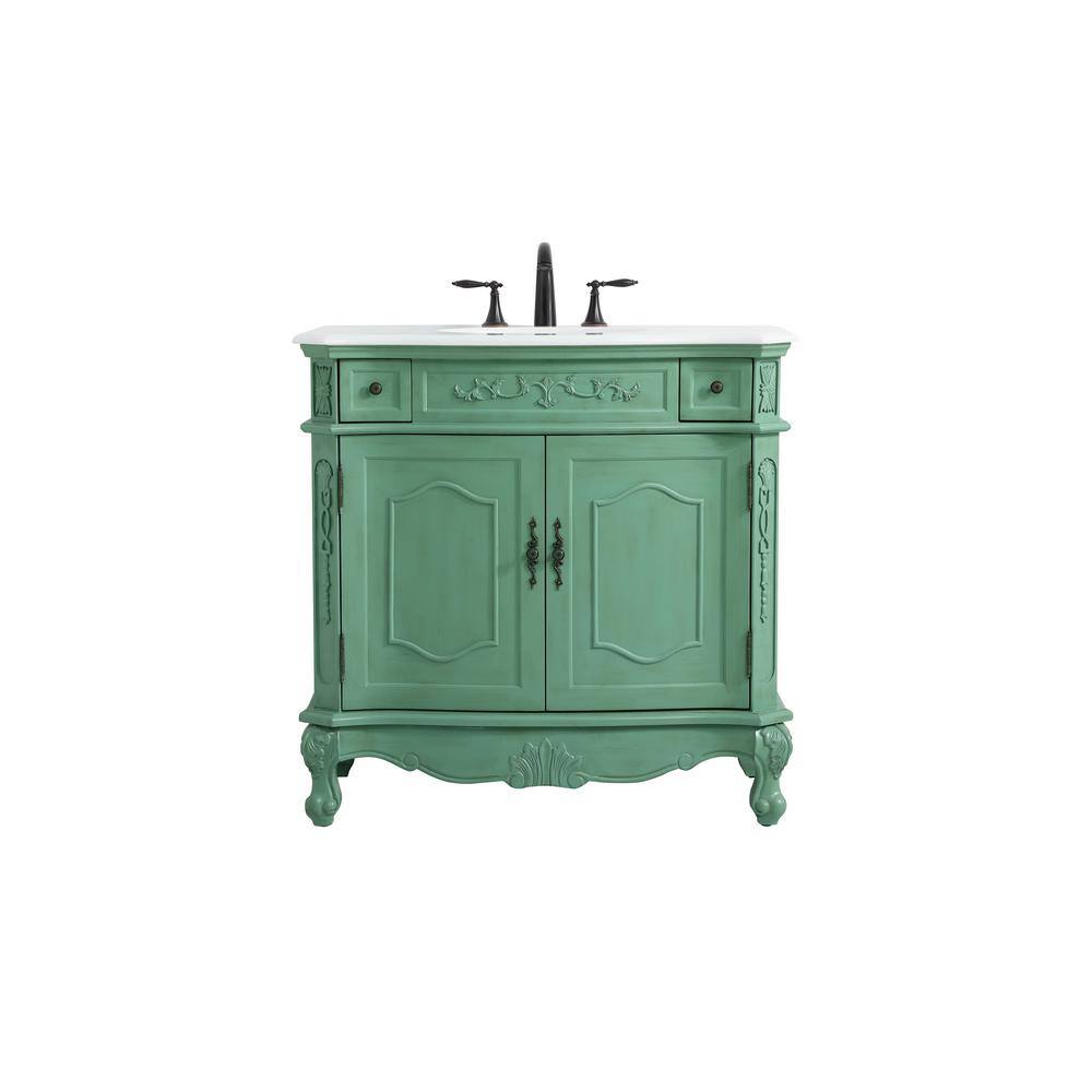 Simply Living 36 in. W x 21 in. D x 36 in. H Bath Vanity in Vintage Mint wi