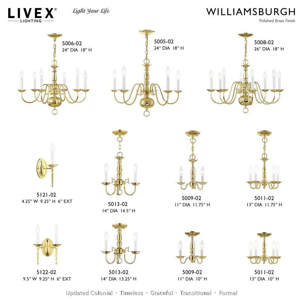 Elegant Williamsburgh Polished Brass Mini Chandelier with 5 Candelabra Lights