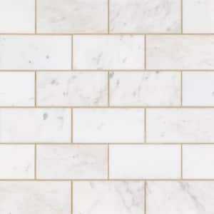 Cloudlet White 11.75 in. x 11.75 in. Subway Honed Marble Wall and Floor Mosaic Tile (14.37 sq. ft./Case)