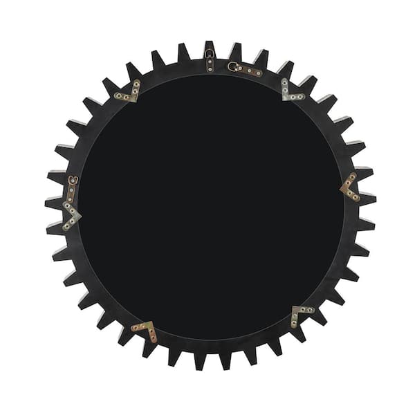 26 in. W. x 26 in. H Round Gear Shape Framed Antique White Wall
