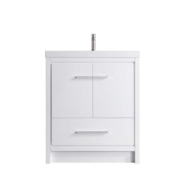 19.75 in. W Single Sink Wall Mount Bath Vanity in White with White Cultured Marble Top (Assembled)