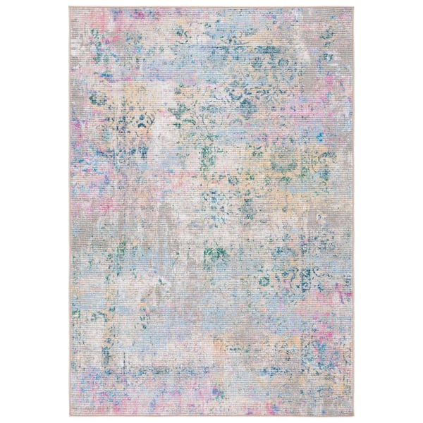SAFAVIEH Sequoia Green/Pink 5 ft. x 8 ft. Machine Washable Distressed Abstract Area Rug