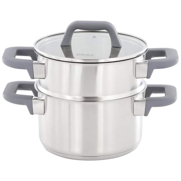 3 Piece 2.9 Quart Stainless Steel Steamer Set with Lid