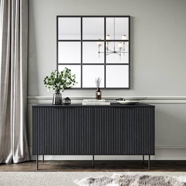 CorLiving Lysander Black Wood 62 in. Sideboard Buffet