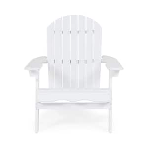 1-Piece White Wood Outdoor or Indoor Adirondack Chair